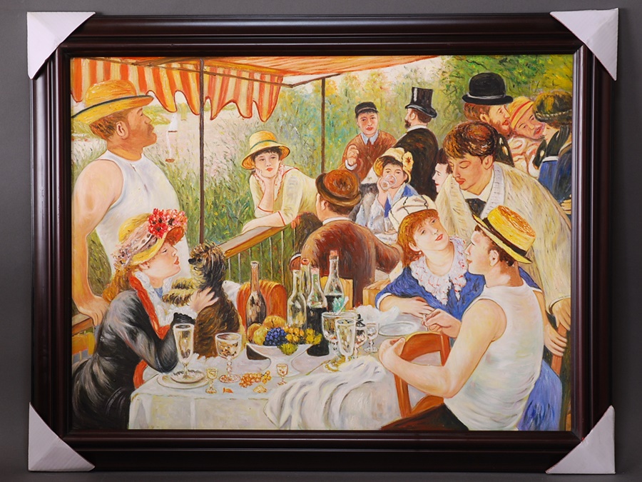 即納超激得ピエール＝オーギュスト・ルノワール Pierre-Auguste Renoir ルノアール 舟遊びをする人々の昼食 肉筆 油絵 油彩 複製画 現品一点 人物画